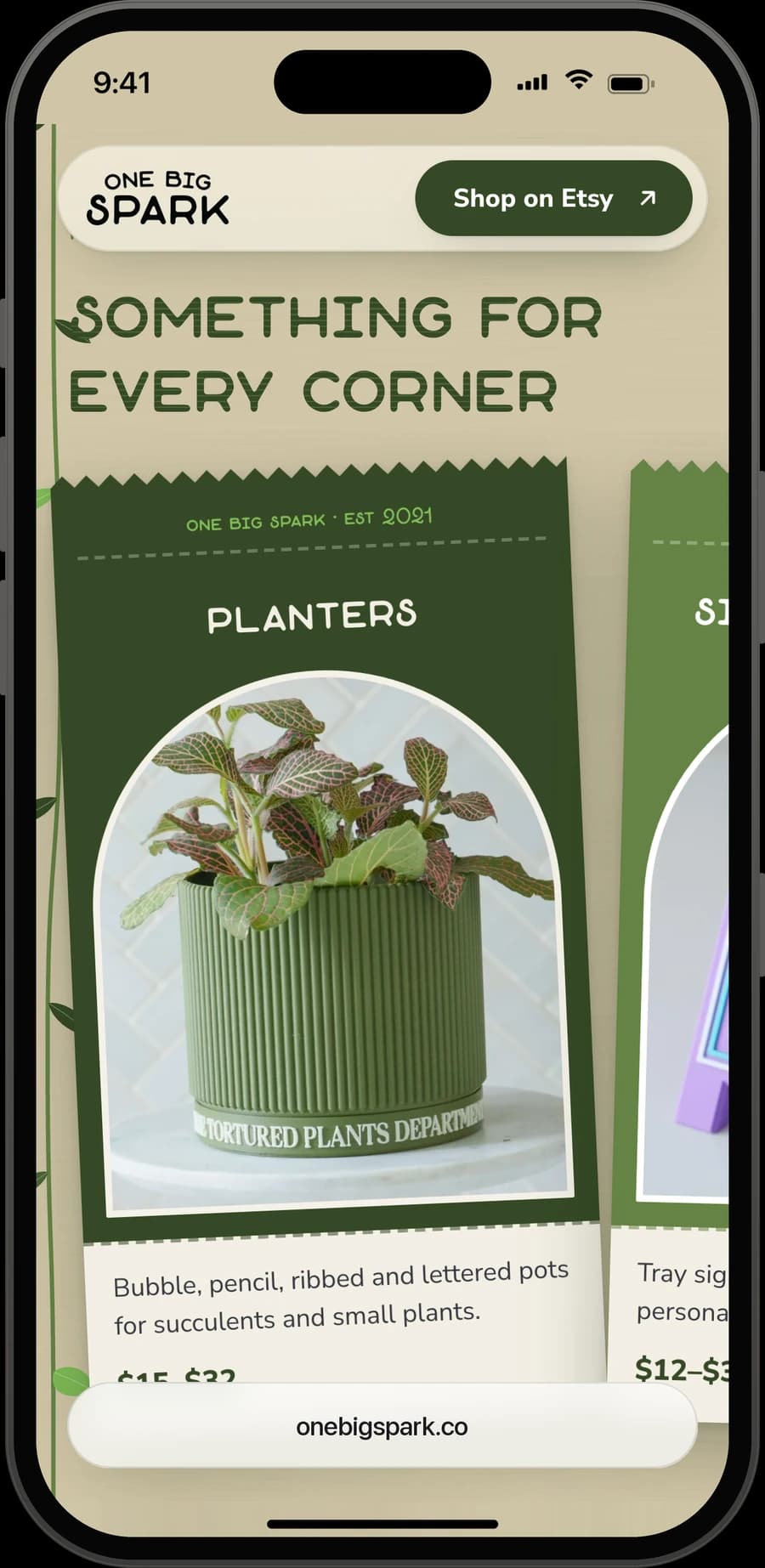 Collections as seed packets, starting with planters