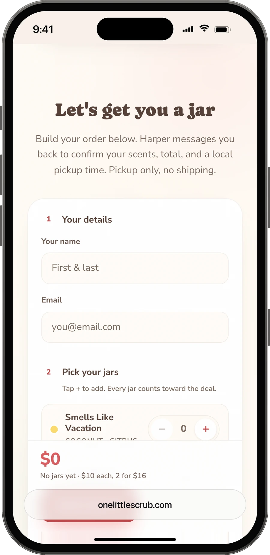 Let's get you a jar: the pickup order form